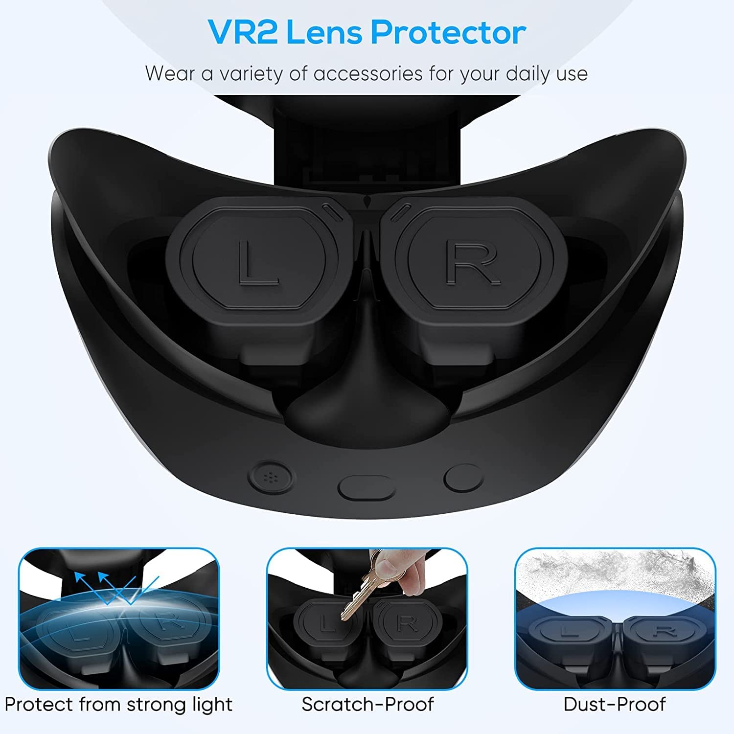 Capa protetora de lente para PS VR2, tampa protetora de silicone com 2 unidades para óculos PlayStation VR2, fácil de lavar e secar ao ar livre, à prova de poeira, anti-riscos e anti-gordura, acessórios de luz para lentes PlayStation VR2-Site oficial de vendas da TwiHill
