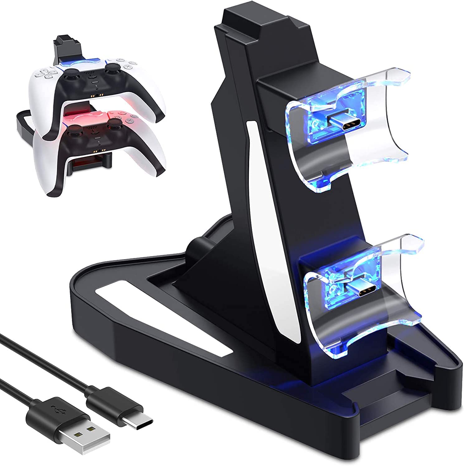 Carregador TwiHill para Sony Playstation 5 Dualsense, com indicador LED-Site oficial de vendas da TwiHill