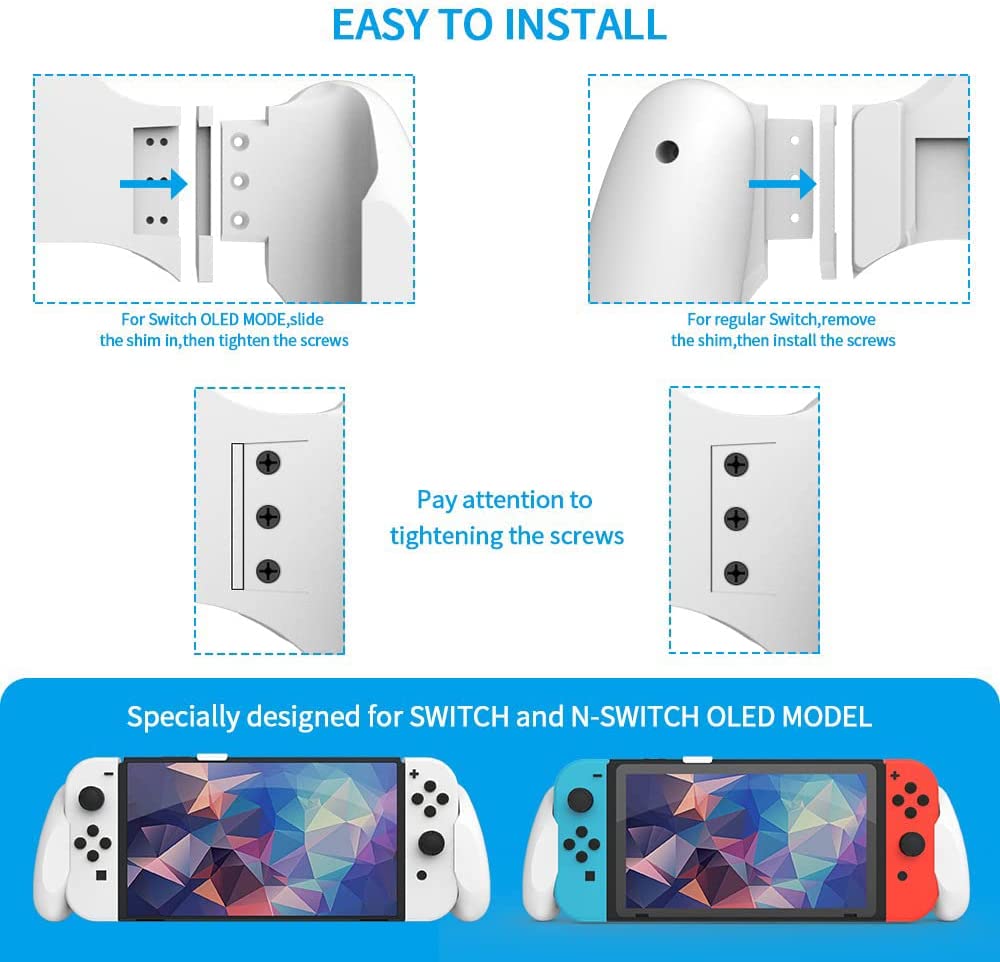 TwiHill Adequado para Nintendo Switch/Switch OLED pega antideslizante, pode ser inserido no suporte da base, pega antiderrapante do console dois em um, Nintendo Switch OLED Acessórios-TwiHill