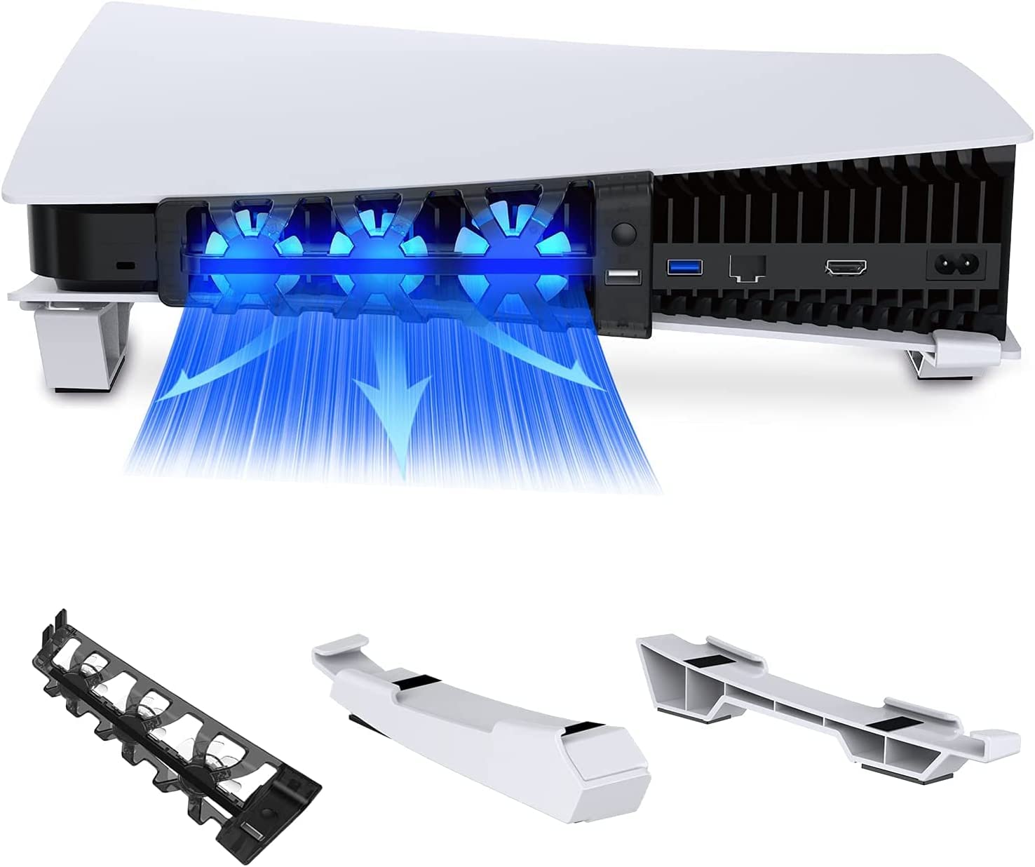 TwiHill rack de armazenamento horizontal adequado para console PS5, versão de unidade óptica PS5 / versão digital universal, suporte de armazenamento portátil compatível com várias portas USB-para PS5Site oficial de vendas da TwiHill