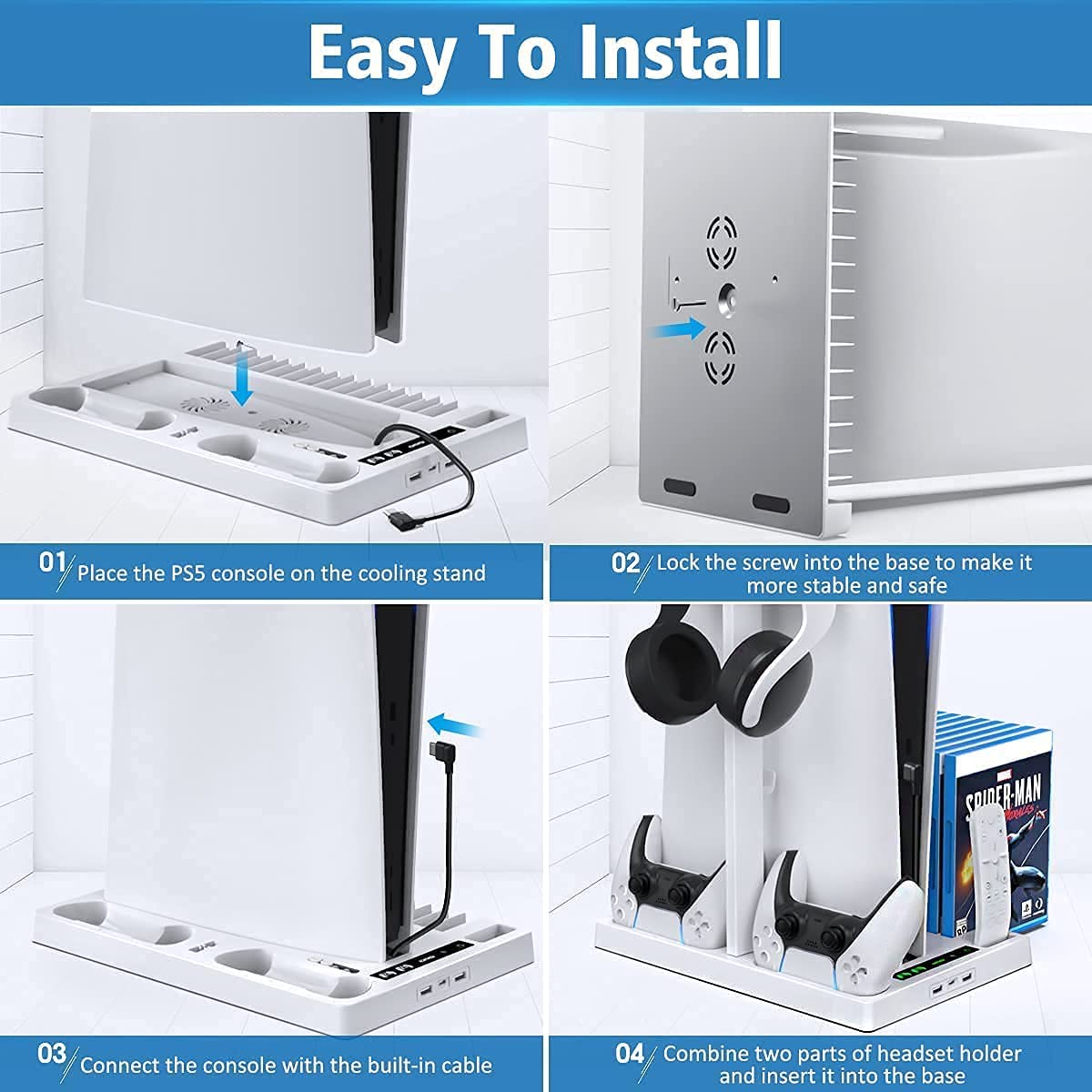 Suporte de carregamento TwiHill com ventoinha para console PS5 / PS5 e controlador de edição digital-Site oficial de vendas da TwiHill