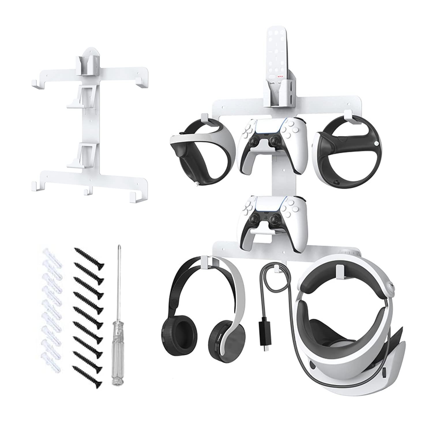 Suporte de montagem em parede TwiHill para PS5 PS VR2, kit de montagem em parede tudo em 1 com suporte para controlador Playstation 5, controladores PS VR 2 Sense e suporte para fones de ouvido-Site oficial de vendas da TwiHill