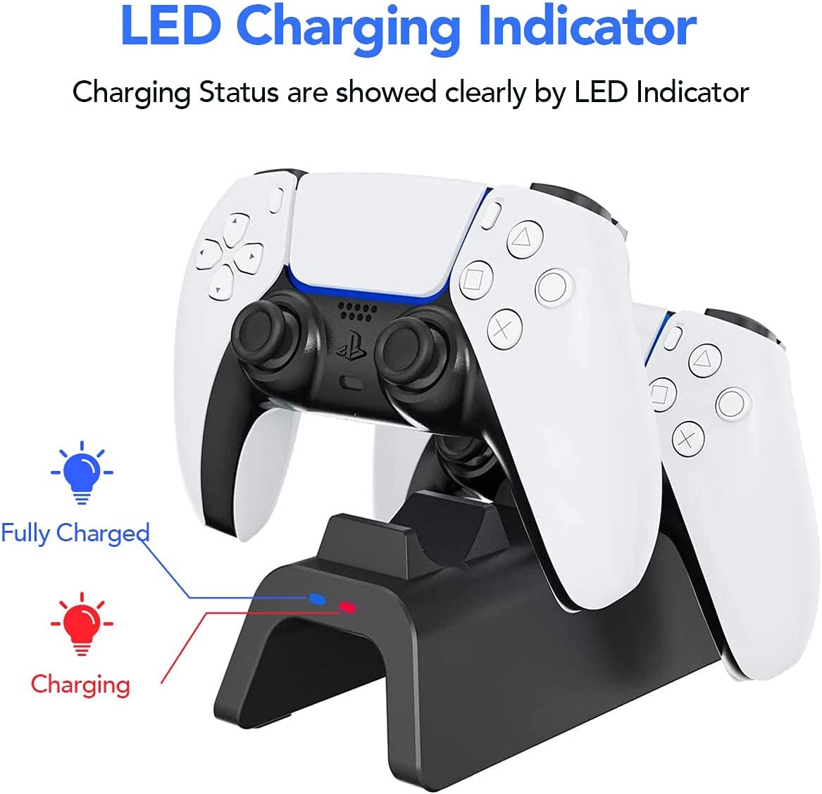 TwiHill Estação de carregamento do controlador para PS5, adaptador de velocidade de carregamento rápido atualizado com indicador LED-Site oficial de vendas da TwiHill
