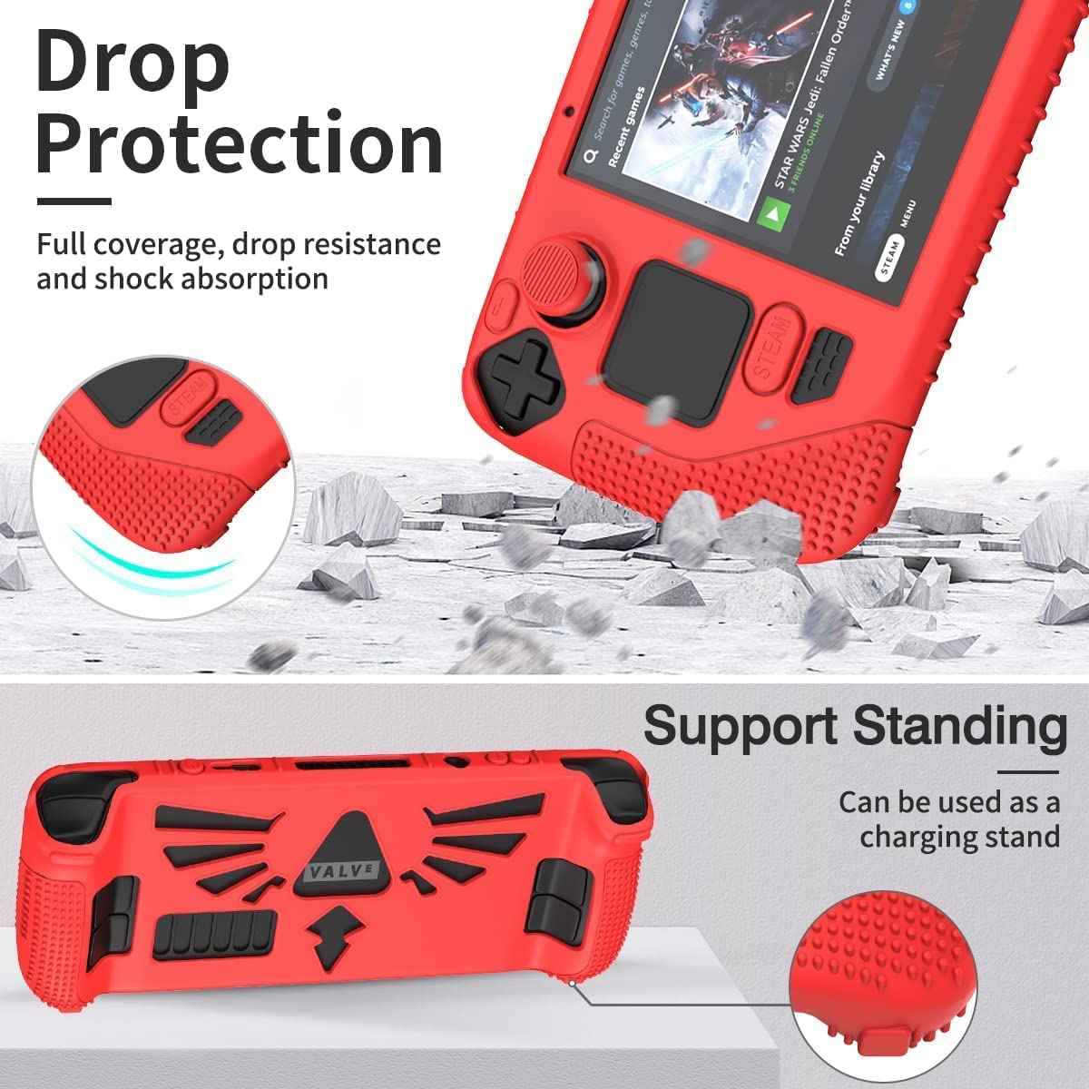 Capa protetora TwiHill para Steam Deck, capa macia com 4 * Thumb Grips, kit de proteção total para antiderrapante para Valve Stream Deck-Site oficial de vendas da TwiHill