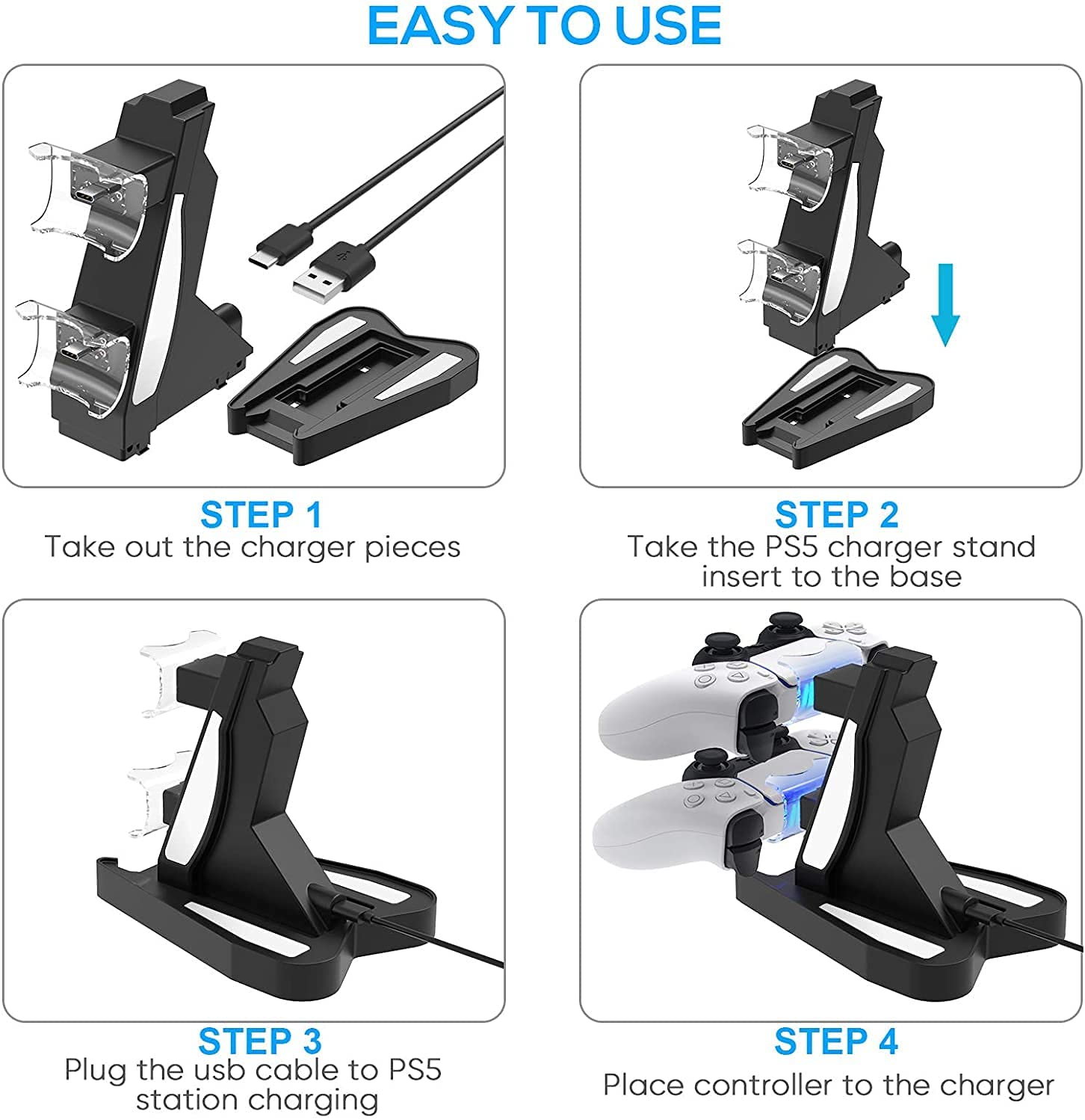 Carregador TwiHill para Sony Playstation 5 Dualsense, com indicador LED-Site oficial de vendas da TwiHill