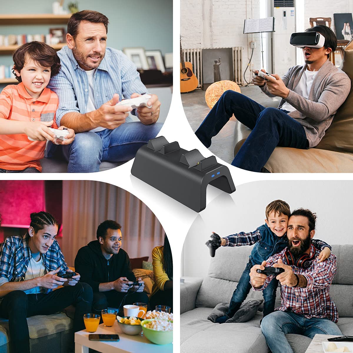 TwiHill Estação de carregamento do controlador para PS5, adaptador de velocidade de carregamento rápido atualizado com indicador LED-Site oficial de vendas da TwiHill