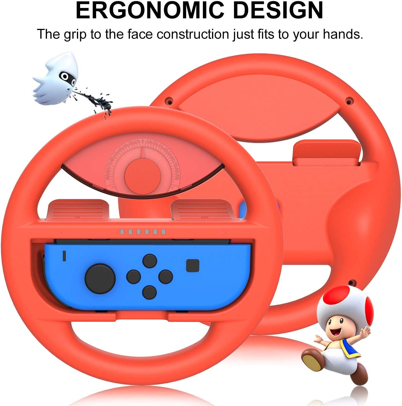 TwiHill Switch Steering Wheel e Joycon Grips 4 Pack para Mario Kart 8 Deluxe Nintendo Switch, Mario Kart Switch Steering Wheel (acessórios de fixação do controlador Joycon 2 rodas, 2 punhos)-Site oficial de vendas da TwiHill