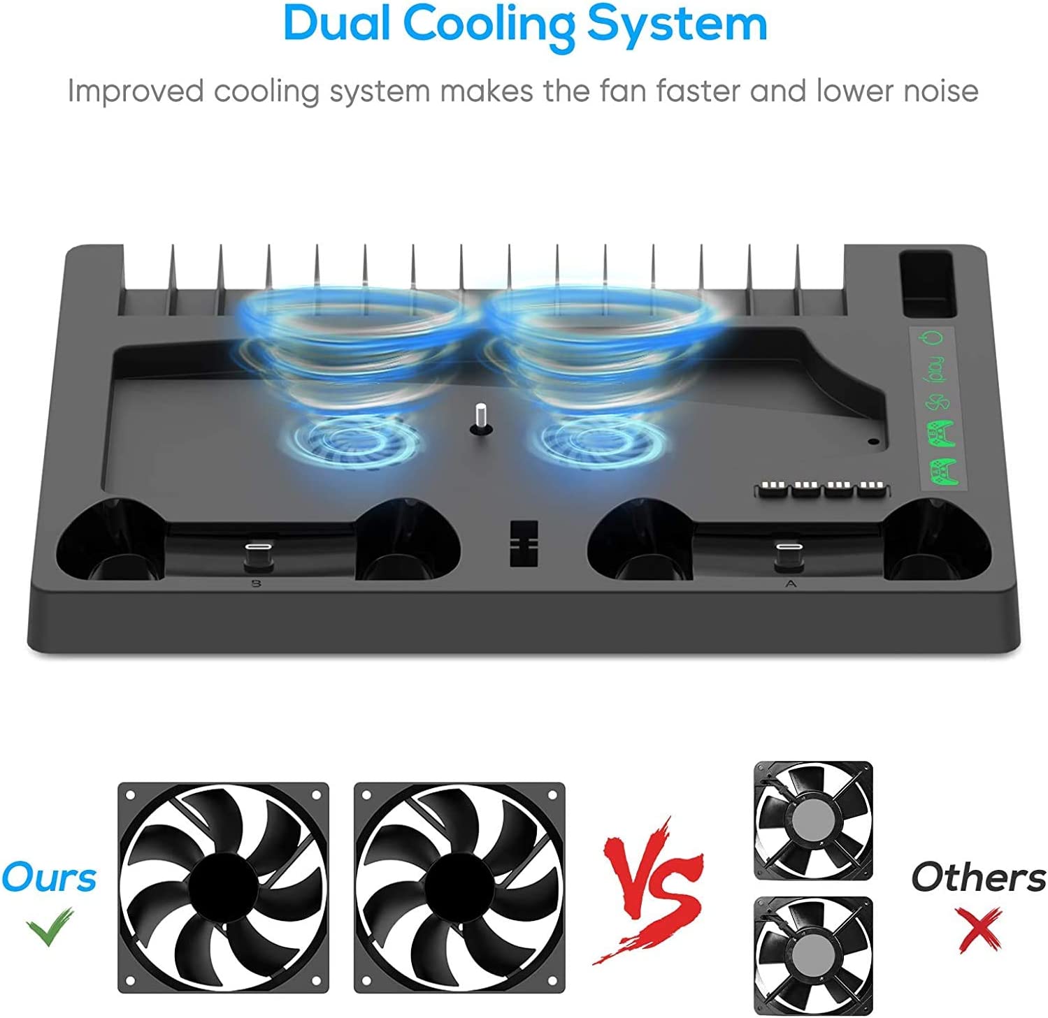 Suporte de carregamento com ventilador de resfriamento para console e controlador de edição digital PS5 / PS5, estação de carregamento vertical com 15 slots de jogo-Site oficial de vendas da TwiHill
