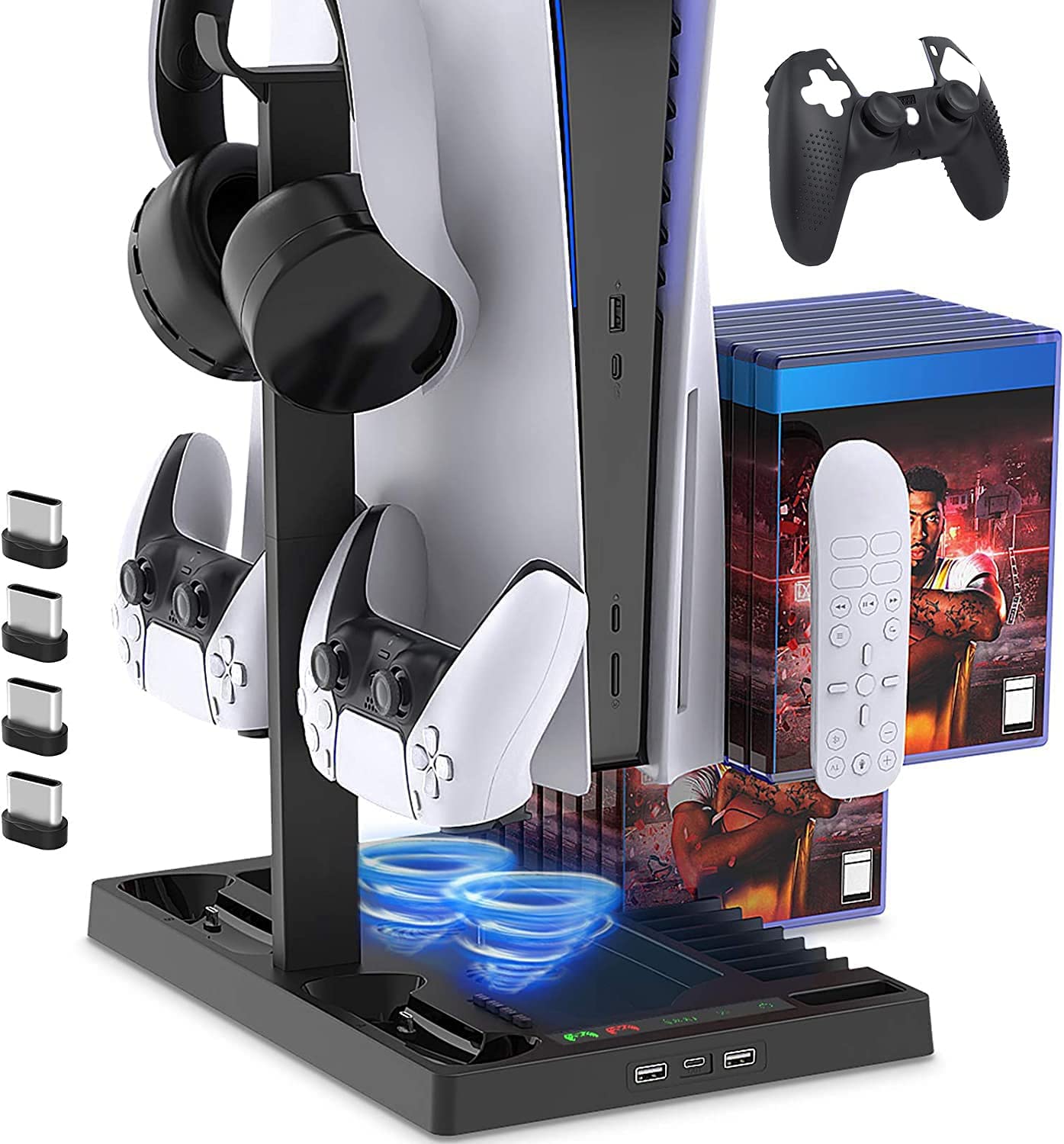Suporte de carregamento com ventilador de resfriamento para console e controlador de edição digital PS5 / PS5, estação de carregamento vertical com 15 slots de jogo-Site oficial de vendas da TwiHill