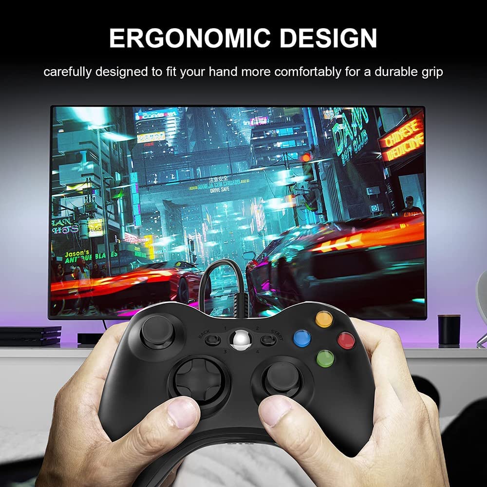 Controlador de PC com fio compatível com Xbox 360/Xbox 360 Slim/PC Windows 10/8/7 Preto-Site oficial de vendas da TwiHill