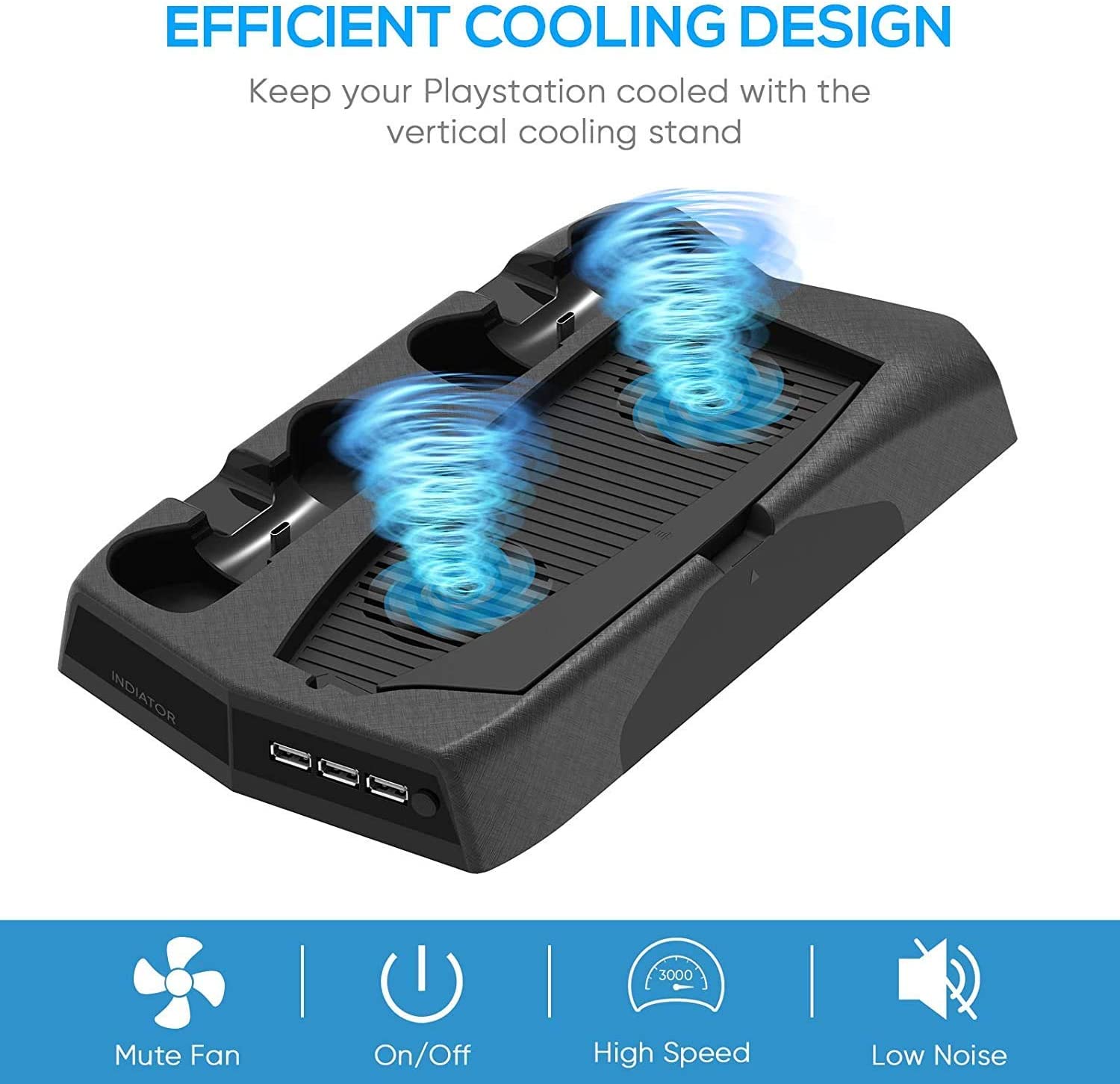 Suporte vertical para Playstation 5 com estação de carregamento por ventilador de resfriamento para PS5 Digital Edition / Console Ultra HD, com carregador de controlador para jogos em rack-Site oficial de vendas da TwiHill