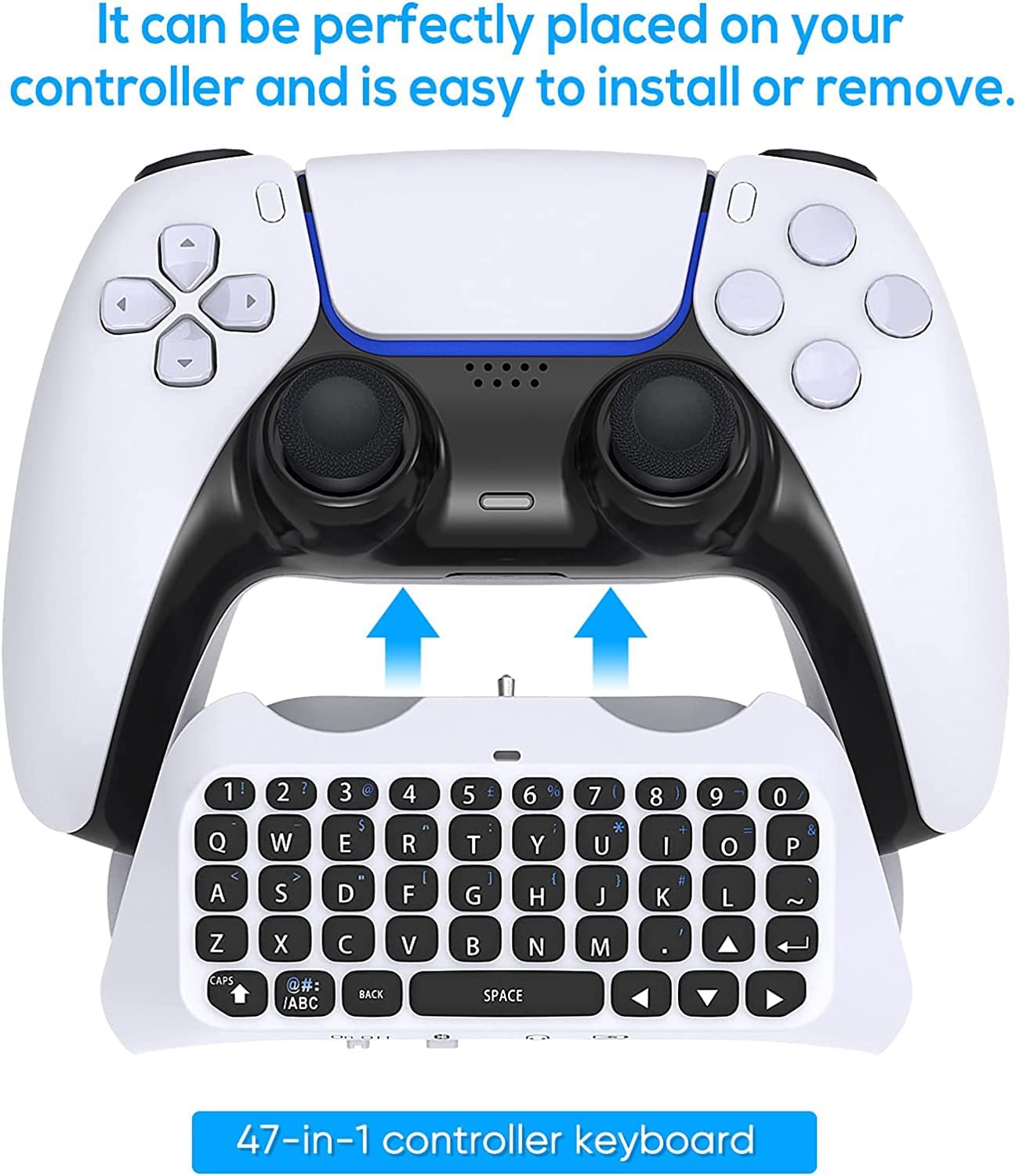 Teclado sem fio para PS5 Controller, Bluetooth 3.0 Mini Chatpad Message Game Teclado Teclado Alto-falante embutido com conector de áudio de 3,5 mm para mensagens e jogos bate-papo ao vivo-Site oficial de vendas da TwiHill