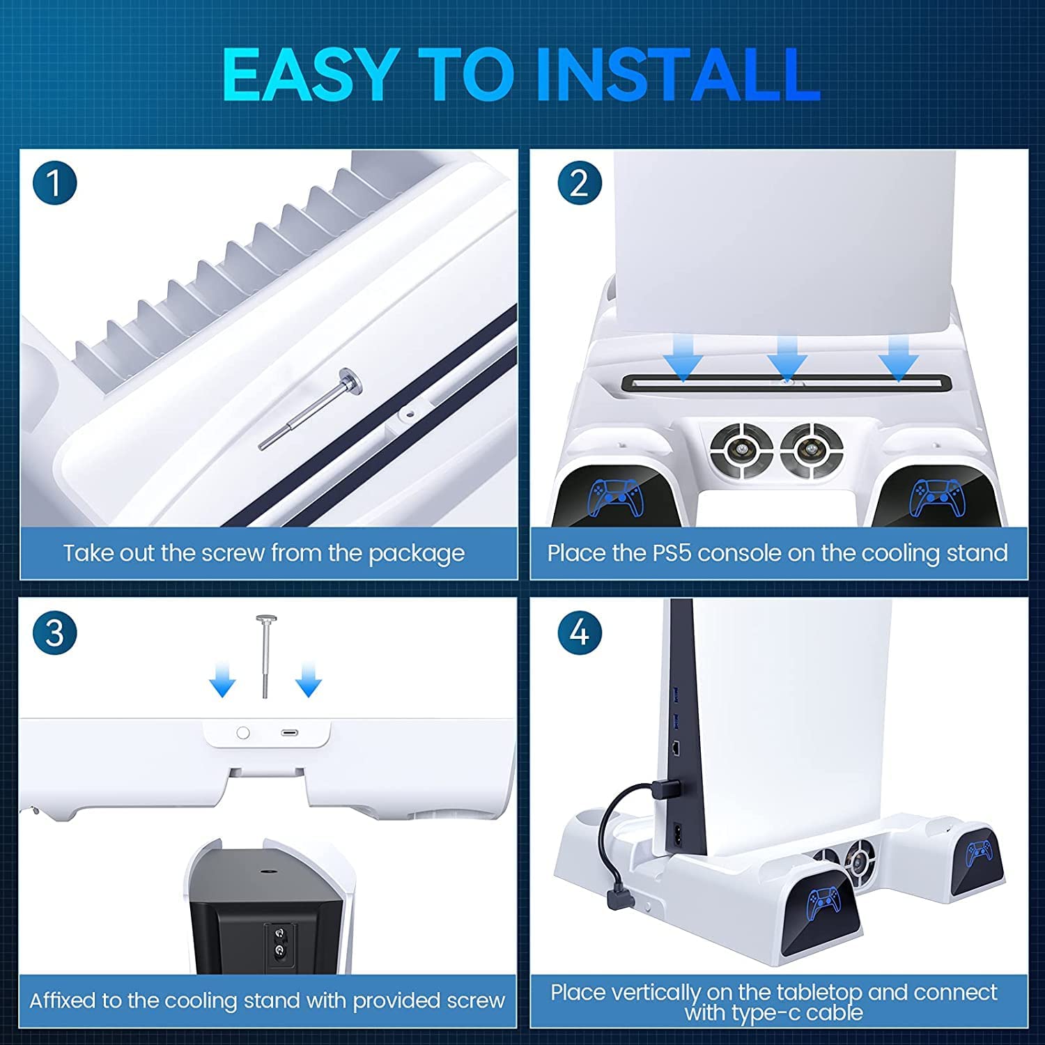 Suporte TwiHill para PS5 com ventilador de refrigeração e carregador de controlador, organizador de rack ps5 rgame-Site oficial de vendas da TwiHill