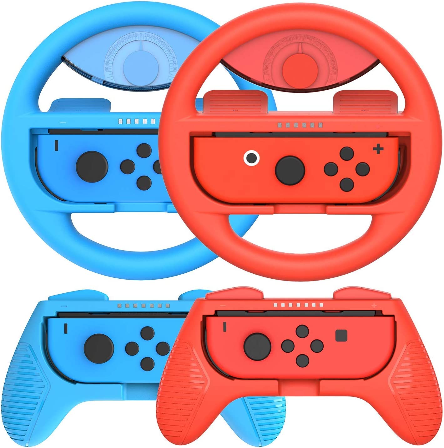 TwiHill Switch Steering Wheel e Joycon Grips 4 Pack para Mario Kart 8 Deluxe Nintendo Switch, Mario Kart Switch Steering Wheel (acessórios de fixação do controlador Joycon 2 rodas, 2 punhos)-para NintendoSite oficial de vendas da TwiHill
