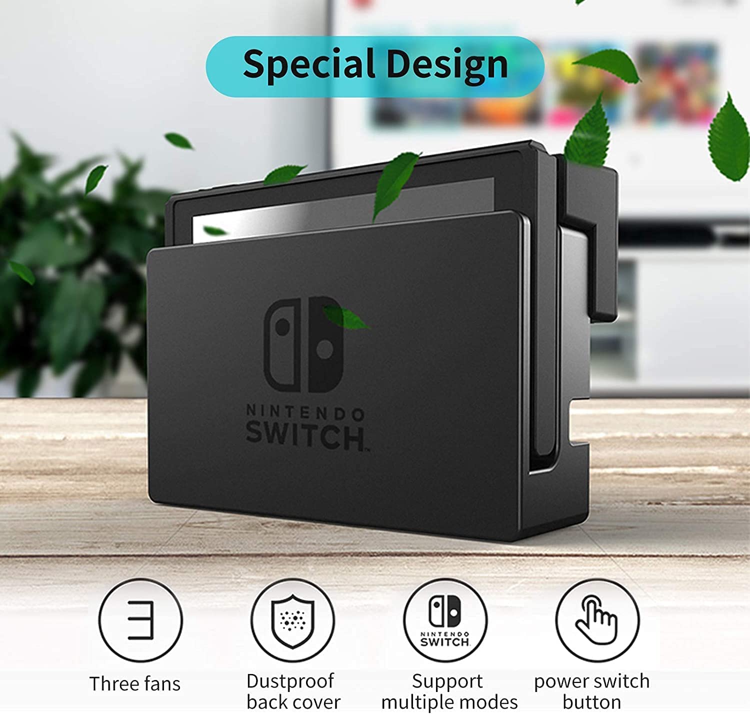 TwiHill Dock Cooler, Suporte de Dissipação de Calor USB Externo com 2 Ventiladores de Resfriamento, Super Turbo Temperature Cooler Suporte de Ventilador para Nintendo Switch Dock Original-Site oficial de vendas da TwiHill