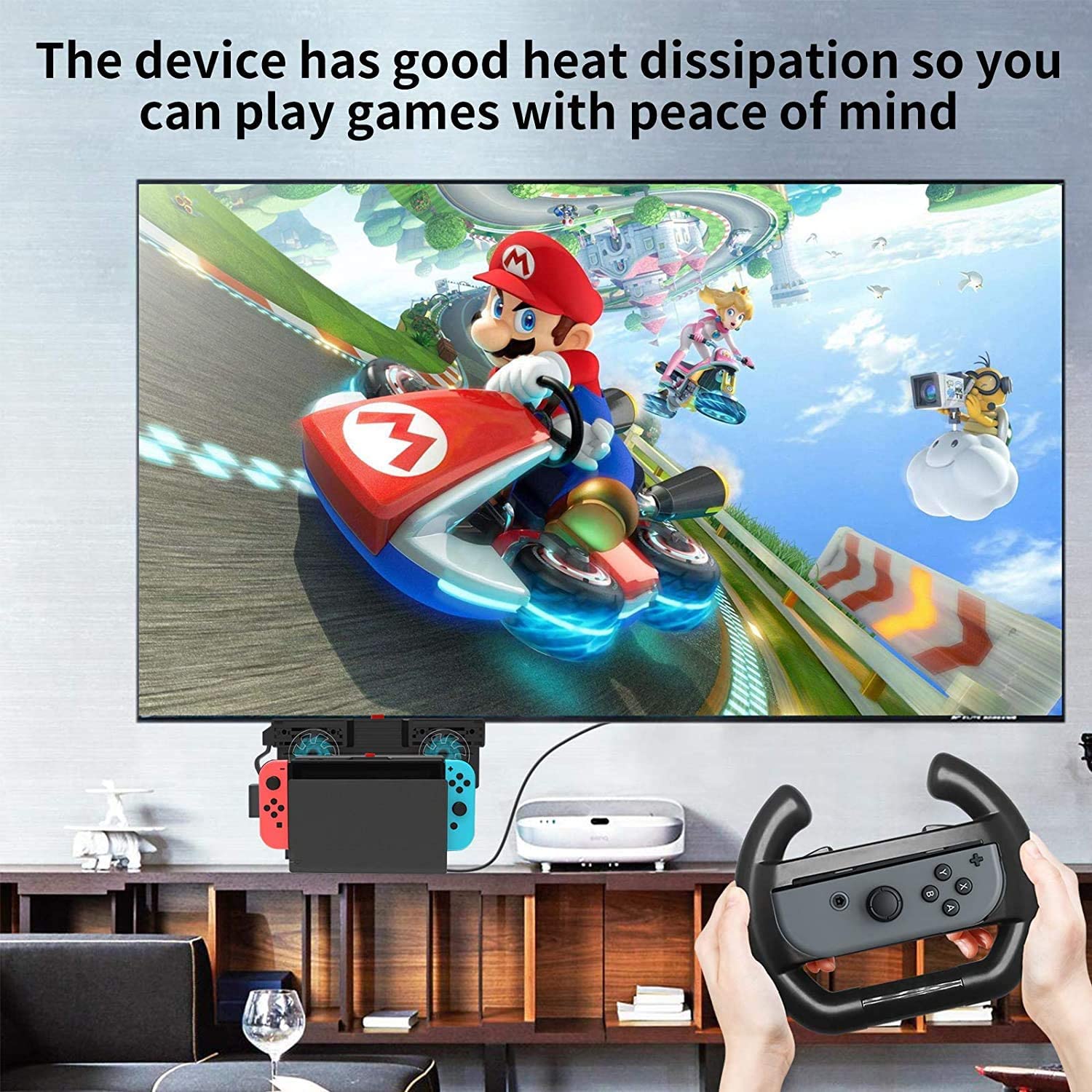 TwiHill Dock Cooler, Suporte de Dissipação de Calor USB Externo com 2 Ventiladores de Resfriamento, Super Turbo Temperature Cooler Suporte de Ventilador para Nintendo Switch Dock Original-Site oficial de vendas da TwiHill