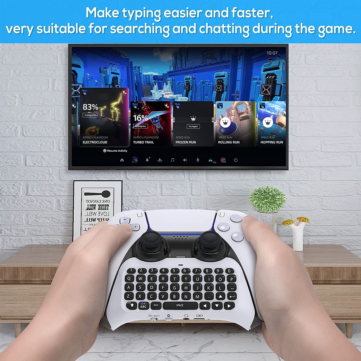 Teclado sem fio para PS5 Controller, Bluetooth 3.0 Mini Chatpad Message Game Teclado Teclado Alto-falante embutido com conector de áudio de 3,5 mm para mensagens e jogos bate-papo ao vivo-Site oficial de vendas da TwiHill