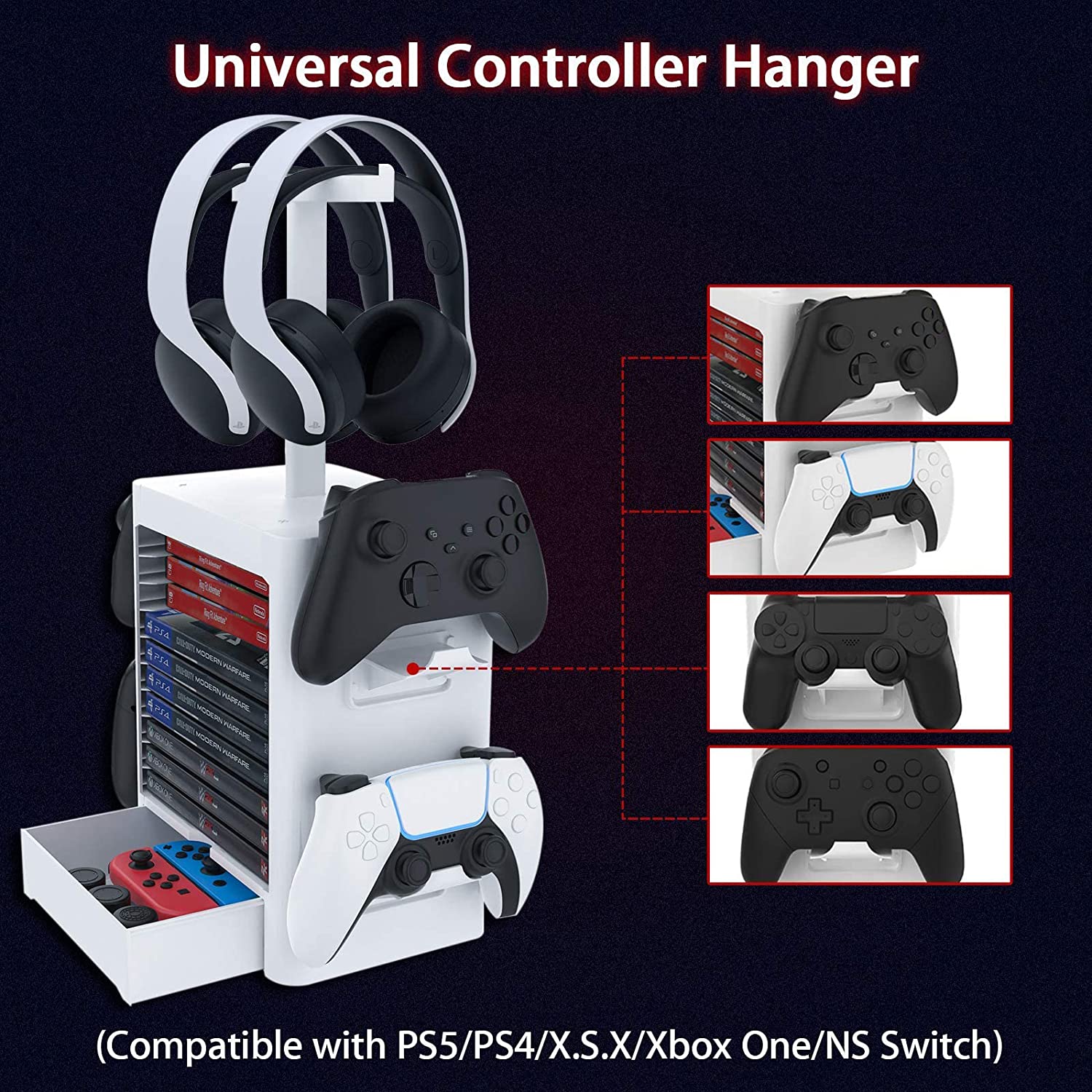 TwiHIll caixa de armazenamento para PS5 / PS4 Playstation/Xbox Series S &amp; X/Switch Acessórios, fones de ouvido, discos de jogos, Joy Cons, DualSense, controladores-Site oficial de vendas da TwiHill