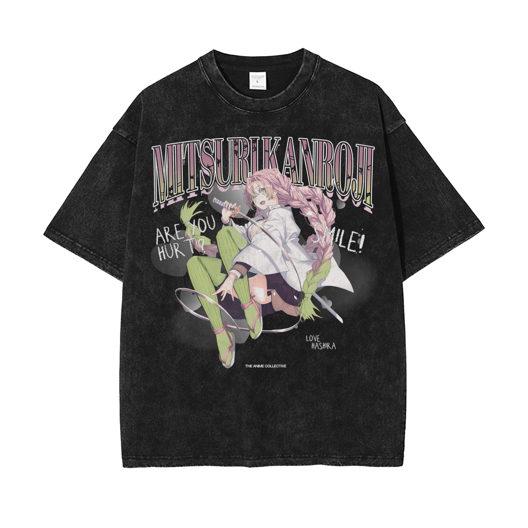 Mitsuri Kanroji Oversized Snow Wash T-Shirt