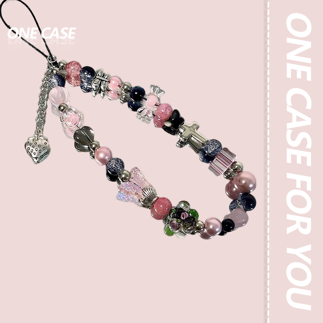 Black And Pink Candy Mobile Phone Chain Key Chain-ONECASE.STUDIO