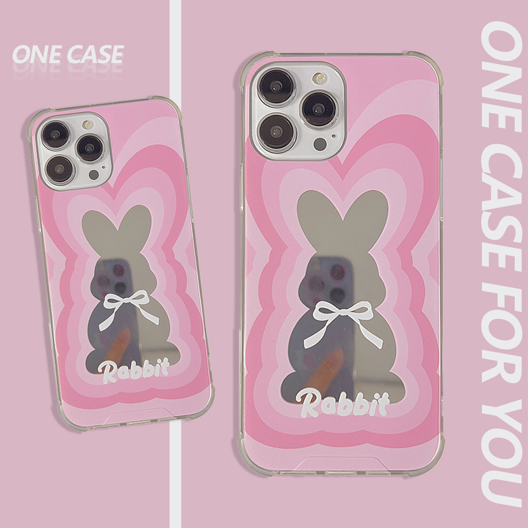 Pink Rabbit Mirror Style iPhone Case-ONECASE.STUDIO