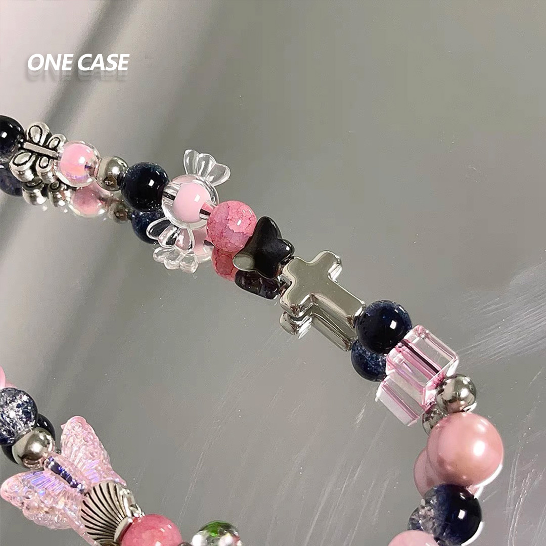 Black And Pink Candy Mobile Phone Chain Key Chain-ONECASE.STUDIO