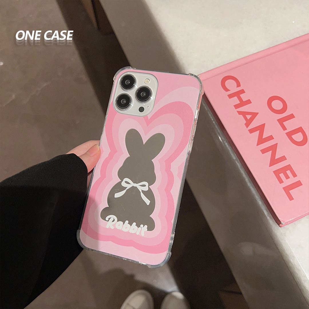Pink Rabbit Mirror Style iPhone Case-ONECASE.STUDIO