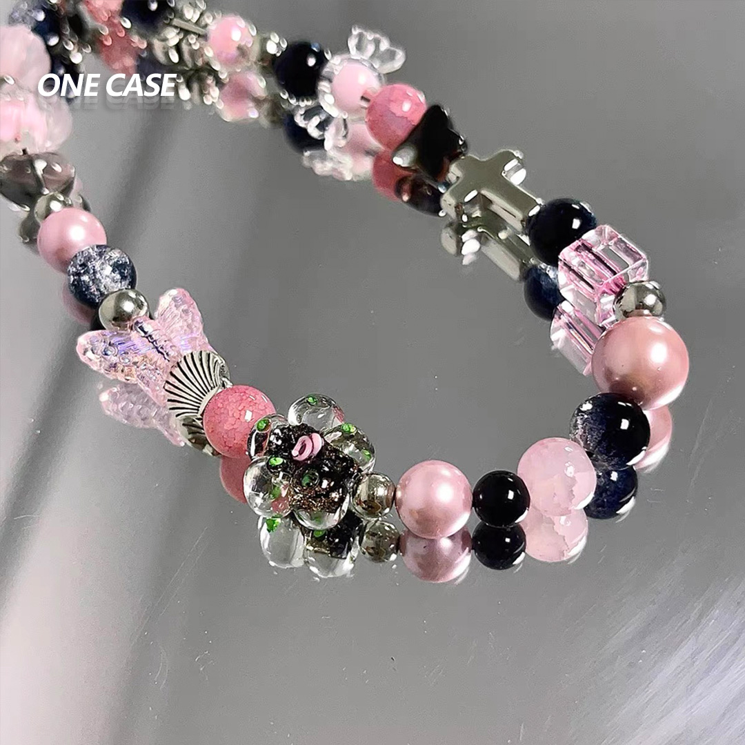 Black And Pink Candy Mobile Phone Chain Key Chain-ONECASE.STUDIO