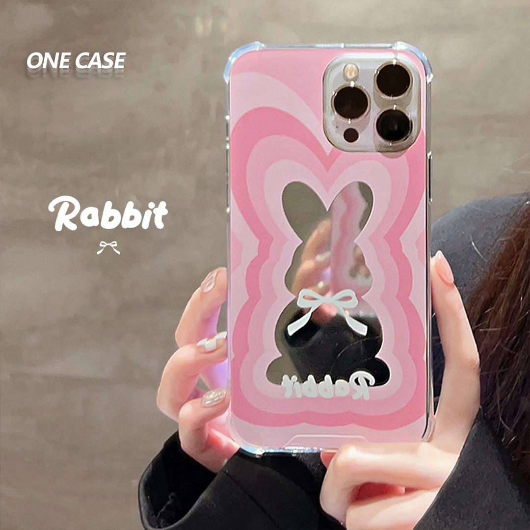 Pink Rabbit Mirror Style iPhone Case-ONECASE.STUDIO