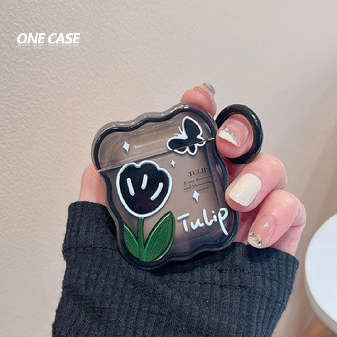 Black Tulip AirPods Case-ONECASE.STUDIO