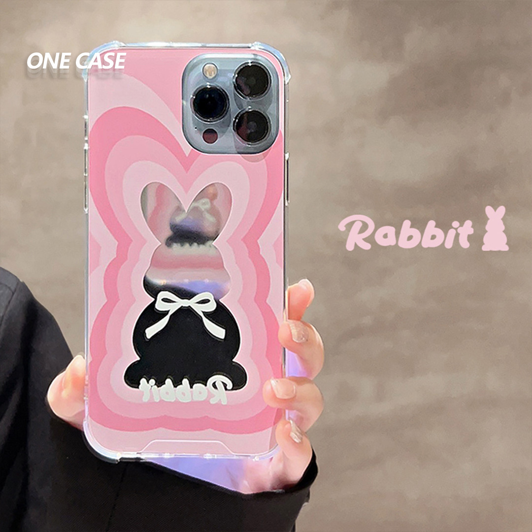 Pink Rabbit Mirror Style iPhone Case-ONECASE.STUDIO