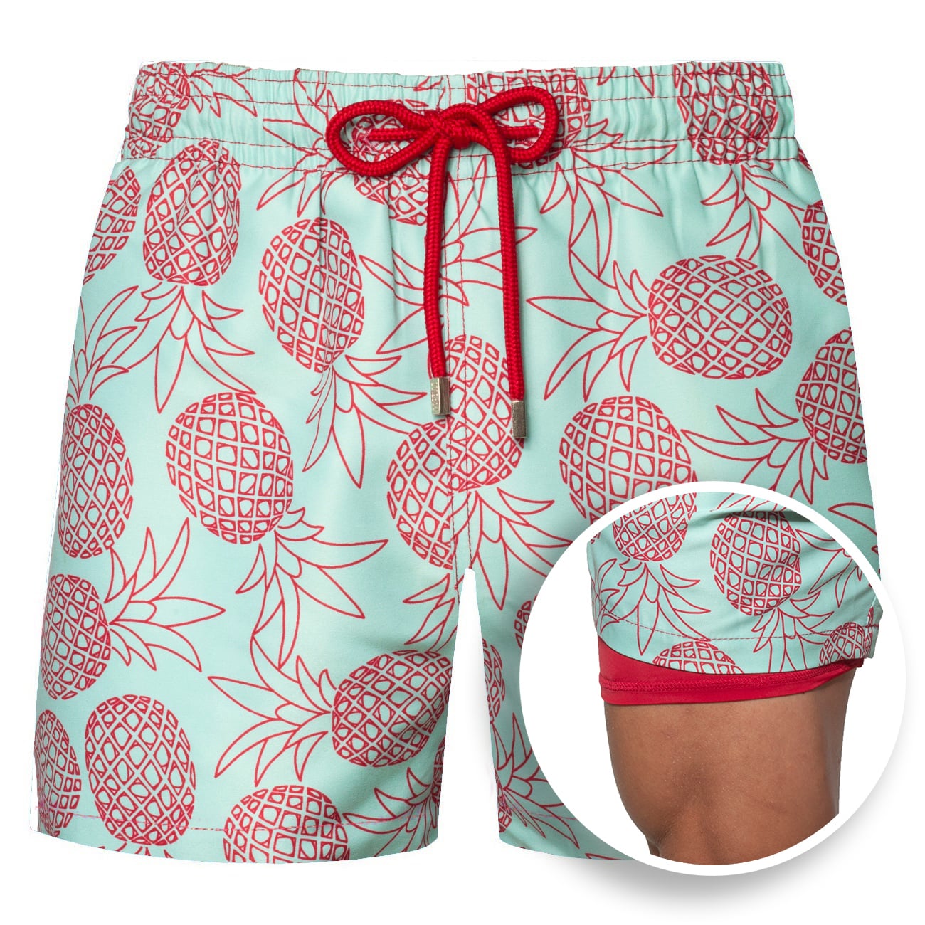 Pineapple Tropics - Mens Swim Trunks with Compression Liner