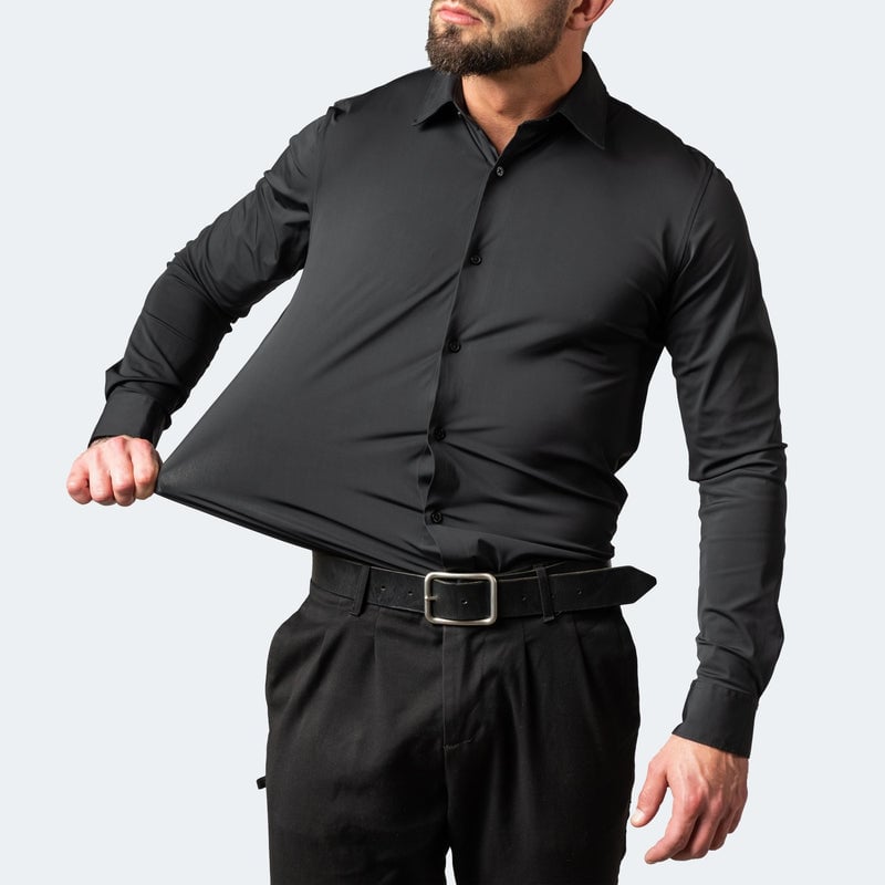 Stretch Non-Iron Anti-Wrinkle Shirt-Black