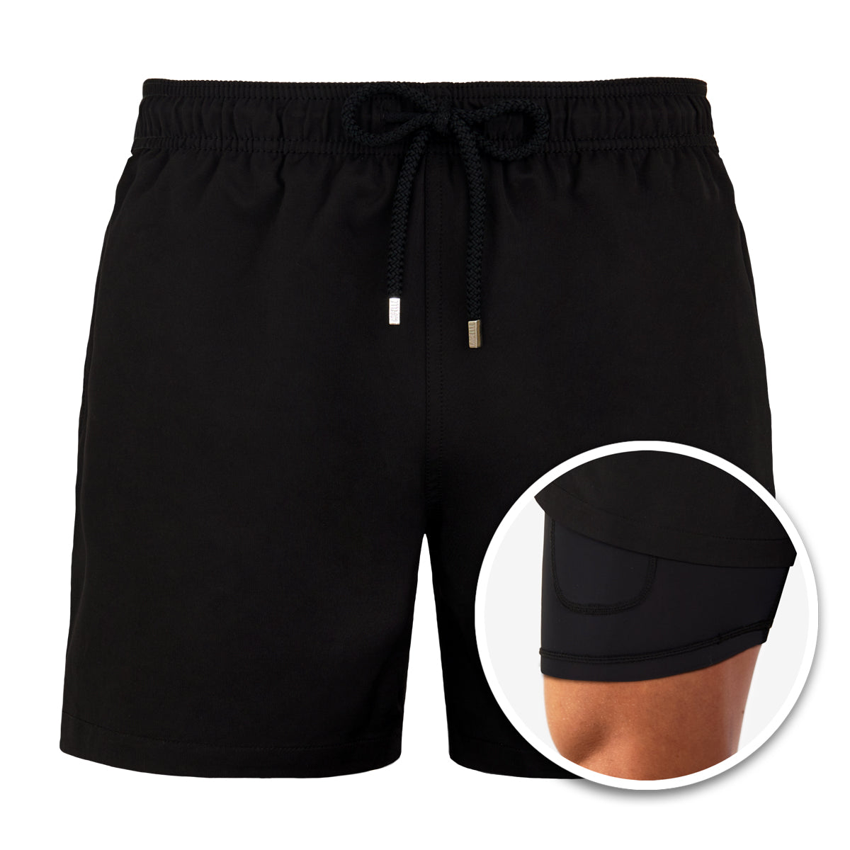 Black Hole-Mens Swim Trunks with Compression Liner