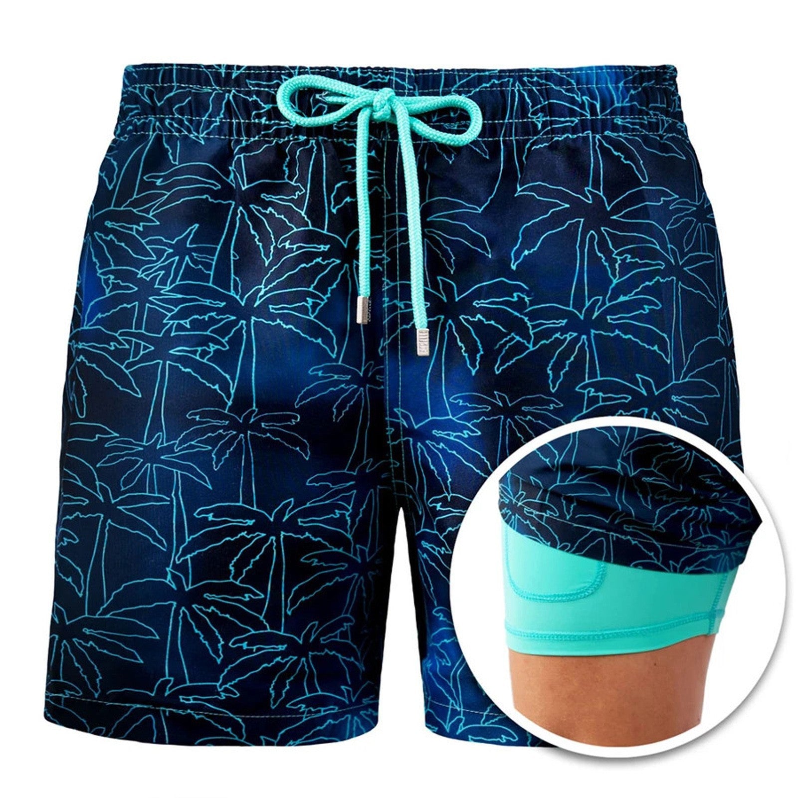 Coconut grove -Mens Swim Trunks with Compression Liner