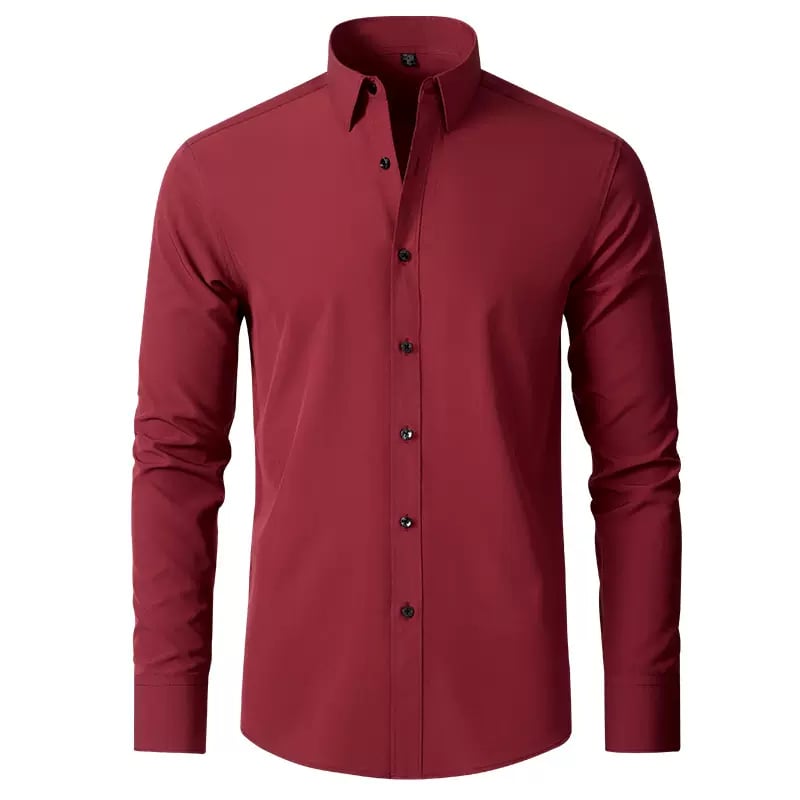 Stretch Non-Iron Anti-Wrinkle Shirt-Red Wine