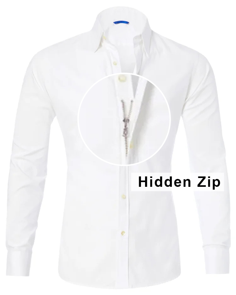 Men's Long Sleeve  Oxford Stretch Zip Shirt-White