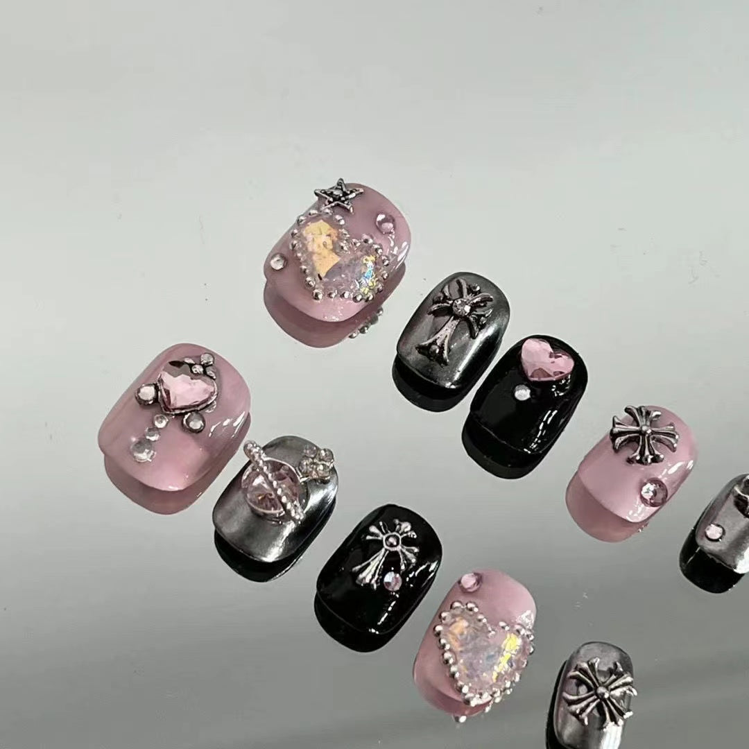H1 Love diamond Handmade Short Nail