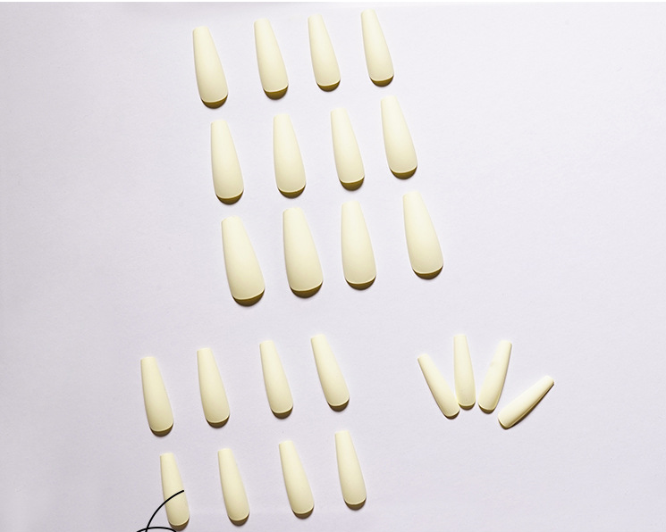 L2 Milky yellow solid color scrub Long Nail