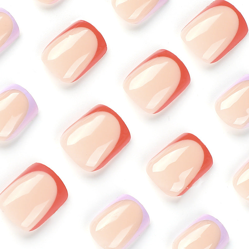 S82 Summer colored square short nails