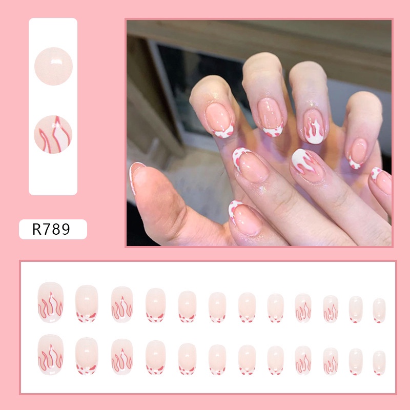 Flame French Tip Medium Nails