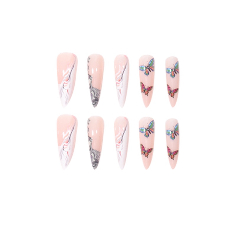 Butterfly stuned Long Nails