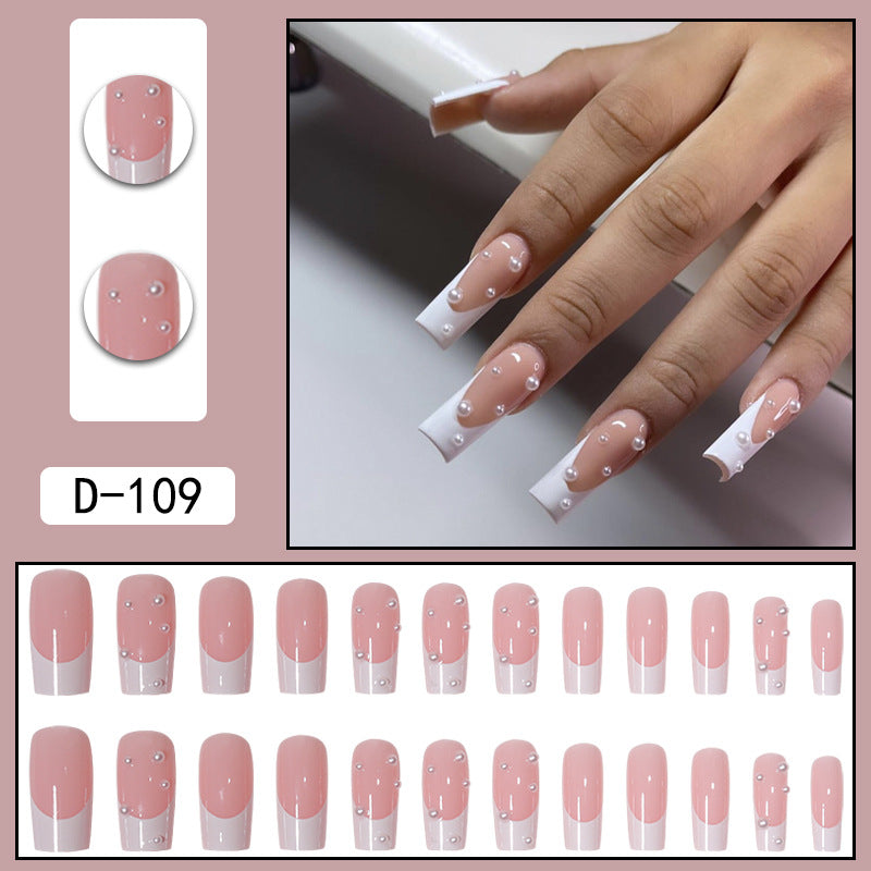 L23 White pearl French long nails