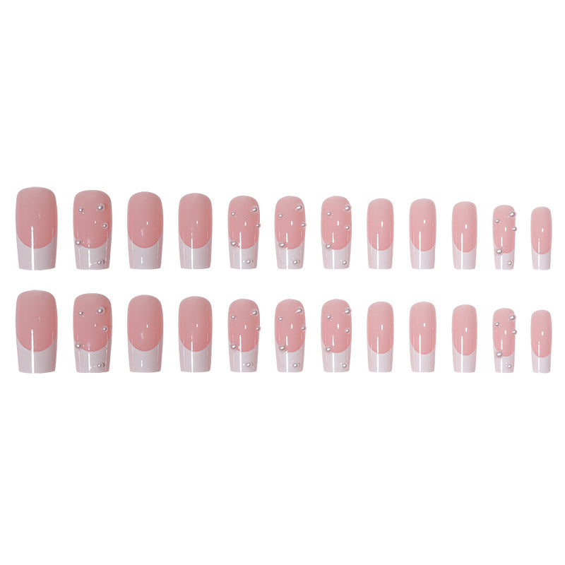 L23 White pearl French long nails