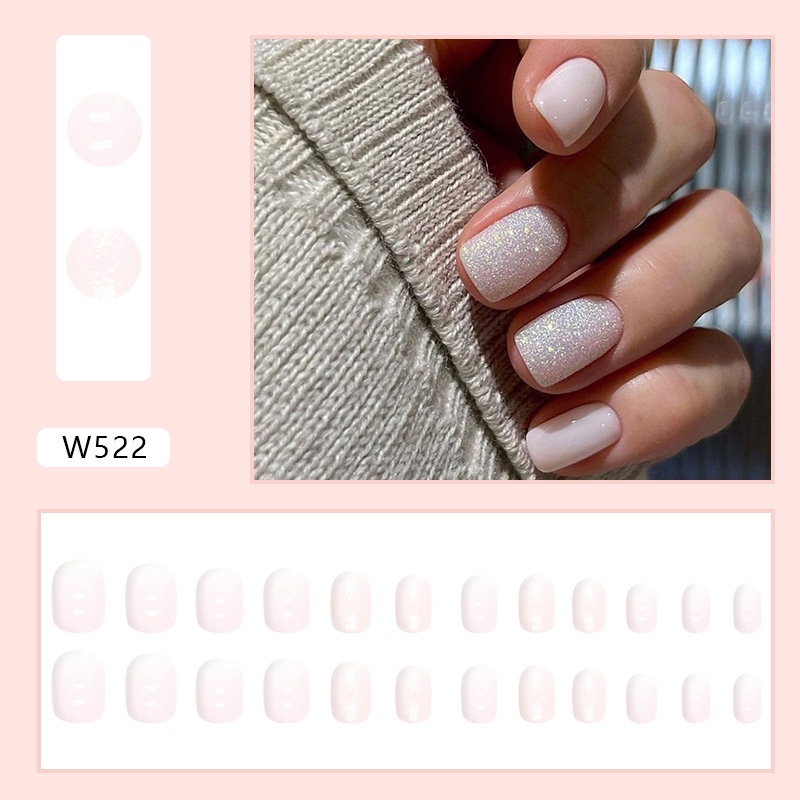 White cotton Short Nails