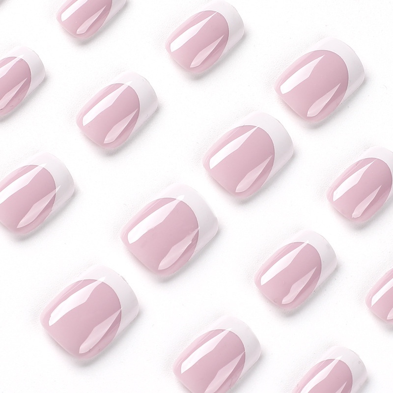 Classic square French Tip Short Nails