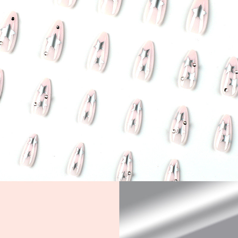 M84 Naked silver star almond medium nail