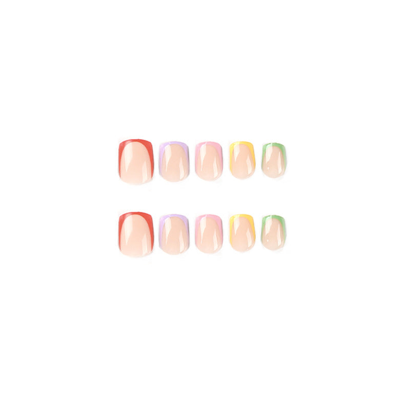 S82 Summer colored square short nails