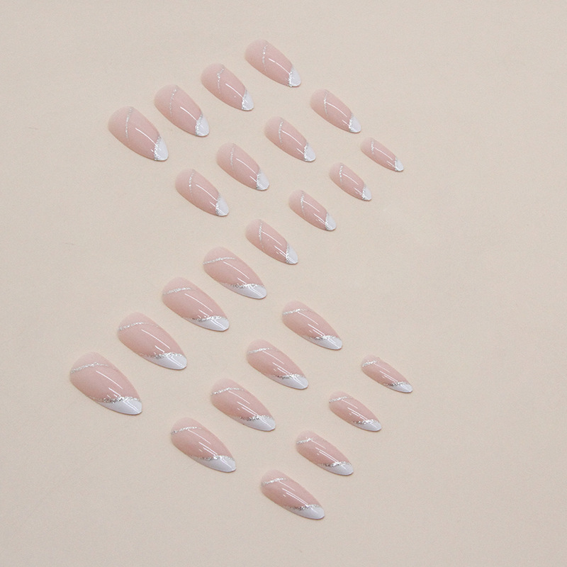 White Swrils Medium nails