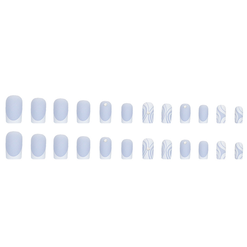 S54 Matt Babyblue French short nails